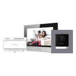 Kit videointerfon IP, 2 fire, 2MP fisheye, aparent, IR, card, monitor 7inci - HikVision DS-KIS702Y