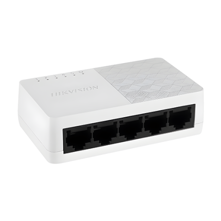 Switch 5 porturi 10/100Mbps, desktop, plastic, Plug & Play - HikVision DS-3E0105D-O
