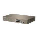 Switch 8 porturi PoE Gigabit, 1 port RJ45 Gigabit, 1 port SFP Gigabit, 1U, L3 Management - IP-COM - imagine 2