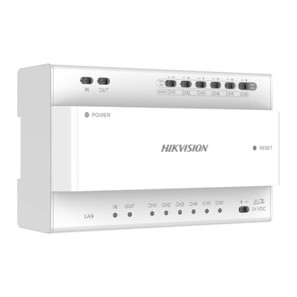 Distribuitor IP 2-wire, 6 porturi, montaj DIN, 24VDC - HikVision DS-KAD706Y