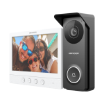 Kit videointerfon 4 fire 1 familie cu unitate exterioara aparenta si ecran interior 7 inch - HikVision DS-KIS213(B) - imagine 3