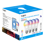 Set 4 becuri smart Wi-Fi, RGB, intensitate ajustabila, 2700-6500K, 806 lm, E27 - TP-Link Tapo - imagine 2