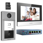 Kit videointerfon 2MP, Mifare, monitor 7 inch, montaj aparent, 1 familie - HikVision DS-KIS604-S(C)