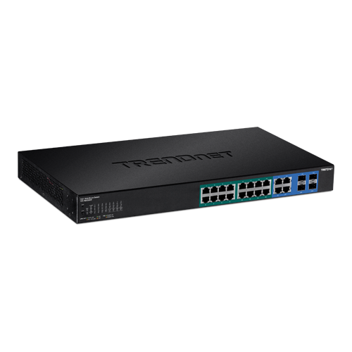 img7157large Switch Web Smart, 16 x Gigabit PoE+, 4 x Gigabit/SFP, putere 370W - TRENDnet - imagine 1