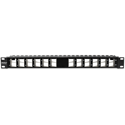 img10016large Patch Panel ecranat 24 porturi blank keystone inclinate 1U - TRENDnet TC-KP24SA - imagine 1