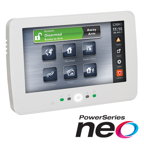 img11891large Tastatura touch screen color 7', 128 zone, cititor proximitate, alb, EN/RO, SERIA NEO - DSC HS2TCHPEE1 - imagine 1