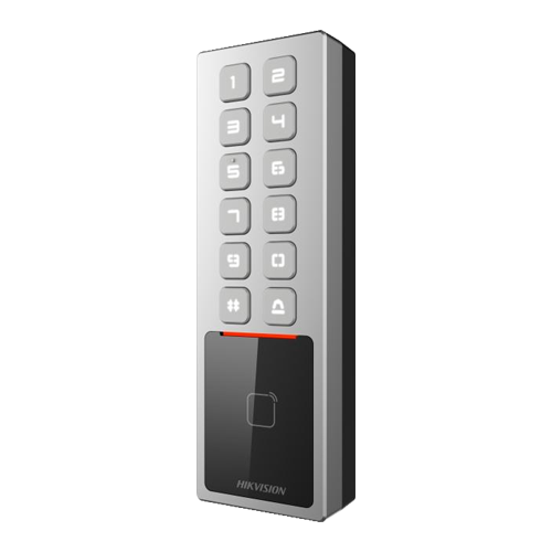 img12440large Terminal control acces, PIN/Card M1, Wiegand, RS485, Alarma, IK08 - HIKVISION DS-K1T805MX - imagine 1