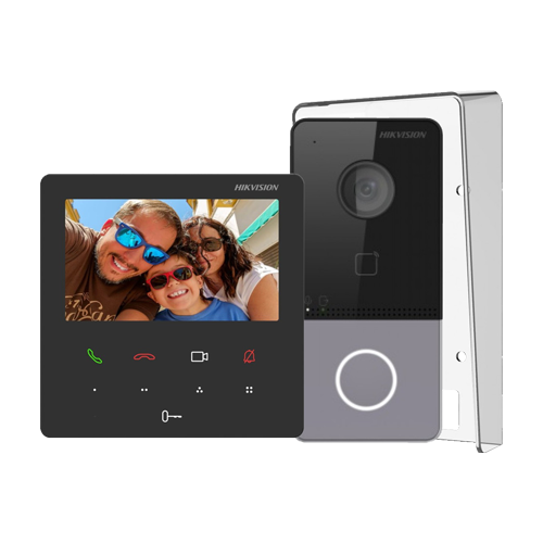 img12542large KIT videointerfon pentru 1 familie, RJ-45 - 10/100, monitor 4.3 inch - HIKVISION DS-KIS606-P - imagine 1