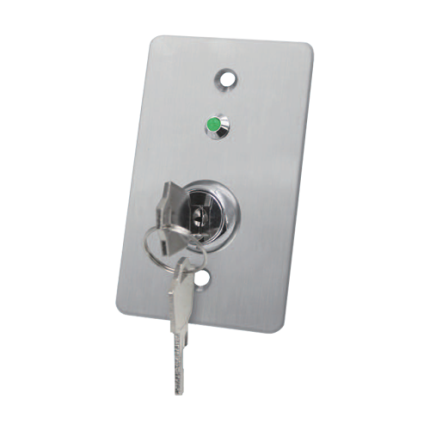 Buton de iesire cu cheie, montaj ingropat, inox, LED, NO-NC-COM, 86 x 50 mm CSK-508SLED