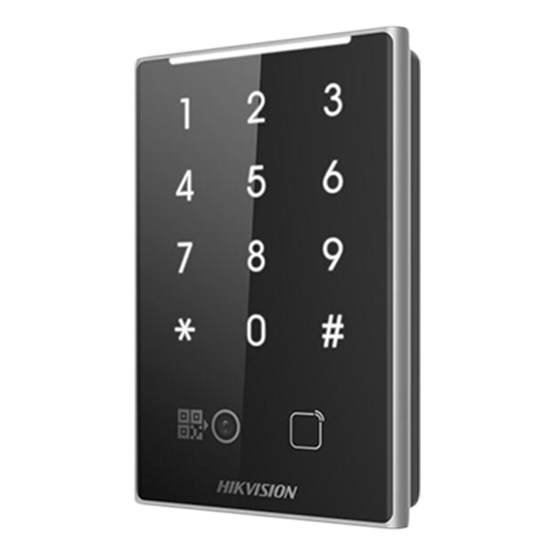 img18867large Cititor de proximitate MIFARE, cod QR, Wiegand, RS-485, tastatura integrata -HIKVISION DS-K1109DKB-QR - imagine 1