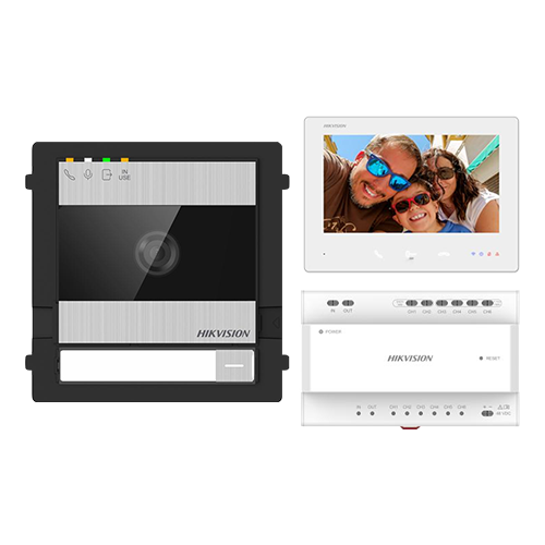 img19459large KIT videointerfon 2 fire pentru 1 familie, monitor 7 inch, Alarma, IK08, Card 32GB - HIKVISION DS-KIS704EY-SS - imagine 1