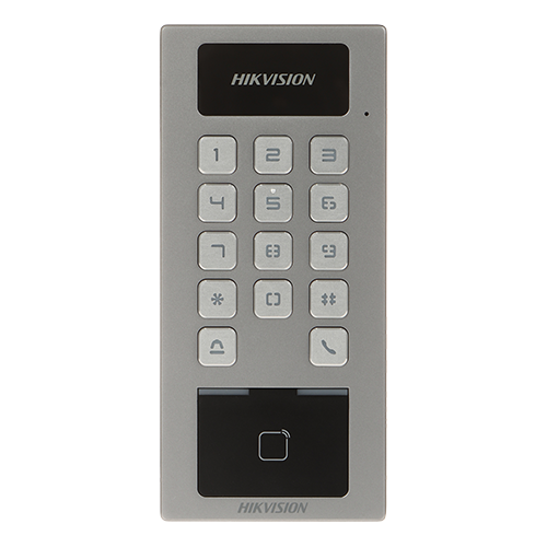 img19803large Terminal control acces si interfon cu tastatura, cititor card, Bluetooth, Wi-Fi, Alarma - HIKVISION DS-K1T502DBWX - imagine 1