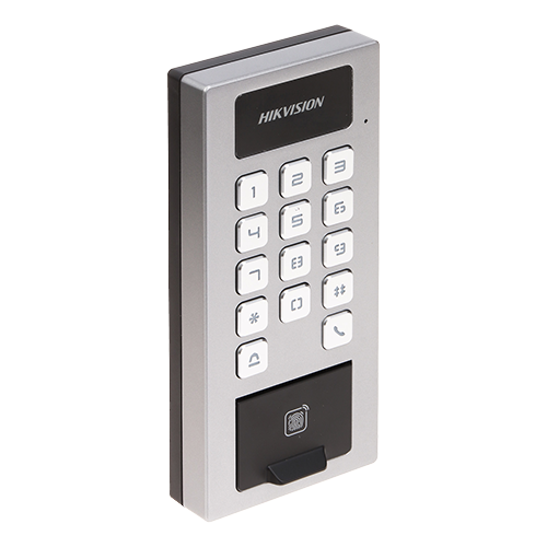 img19815large Terminal control acces si interfon cu tastatura, cititor card, amprenta, BT, Wi-Fi - HIKVISION DS-K1T502DBFWX - imagine 1