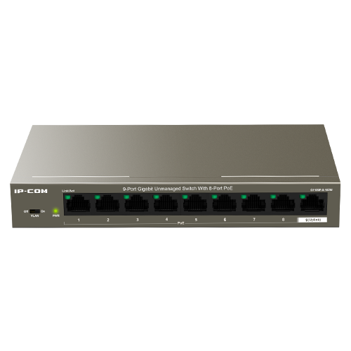 img21672large Switch 8 porturi Gigabit PoE, 1 x RJ45 Gigabit Uplink - IP-COM G1109P-8-102W - imagine 1
