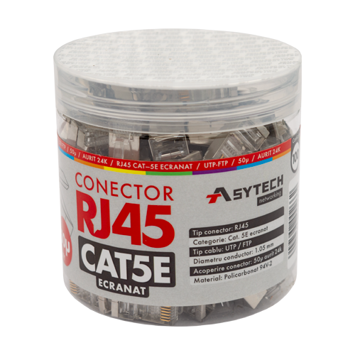 img22132large Mufa RJ-45 FTP Cat.5e, ecranata, 50µ (100 buc) RJ45M-CAT5E-50U-JAR - imagine 1