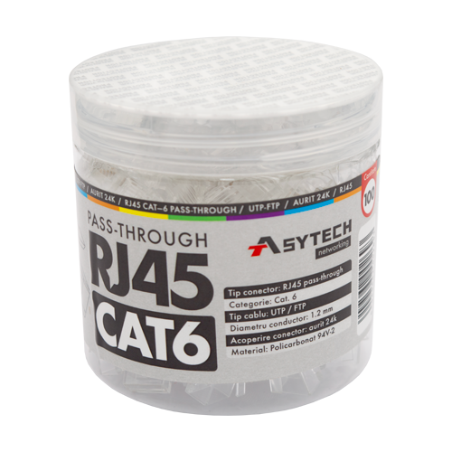 img22144large Mufa RJ-45 UTP Cat.6 EZ Passthrough (100 buc) RJ45-CAT6-EZ-JAR - imagine 1