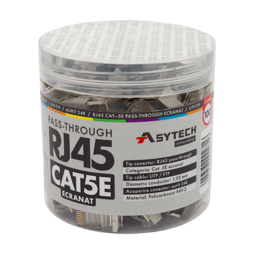 img22152large Mufa RJ-45 FTP Cat.5e EZ Passthrough, ecranata (100 buc) RJ45M-CAT5-EZ-JAR - imagine 1
