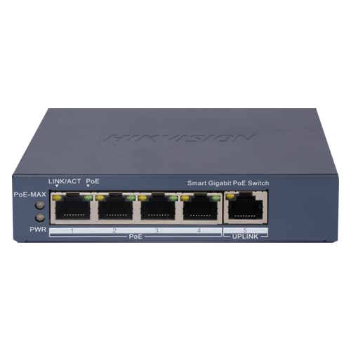 img23820large Switch 4 porturi Gigabit PoE, 1 port Uplink, Management - HIKVISION DS-3E1505P-EI - imagine 1