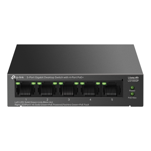 img29079large TP-LINK 5-Port Gigabit Desktop Switch with 4-Port PoE+ - imagine 1