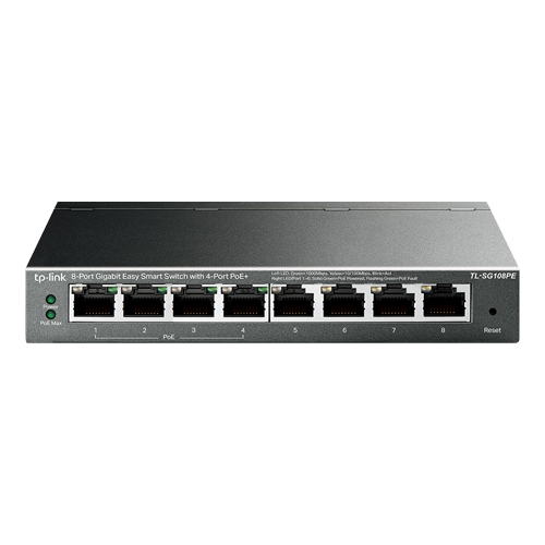 img29408large Switch Easy Smart, 4 x RJ45 1G PoE, 4 x RJ45 1G, Managed - TP-Link TL-SG108PE - imagine 1