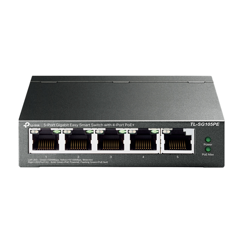 img31287large Switch 4 x RJ45 1G PoE, 1 x RJ45 1G, Buget PoE 65W, Easy Smart Managed - TP-Link TL-SG105PE - imagine 1