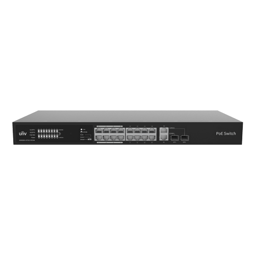 img31797large Switch 16 porturi PoE, 2 x Combo Uplink RJ45/SFP gigabit, Unmanaged - UNV NSW2020-16T2GC-POE-IN - imagine 1