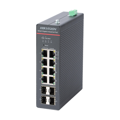 img32888large Switch 8 x RJ45 Gigabit PoE 802.3at/af/bt, 4 x SFP Gigabit, Smart Management, sina DIN - HIKVISION DS-3T1512HP-SI-8P4F - imagine 1