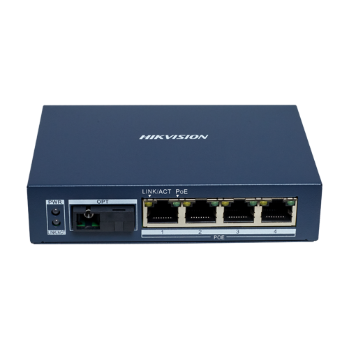 img37893large Media Convertor Gigabit 4 x RJ45 PoE, 1 x SC Single-Mode Bi-directional, 20 km - HIKVISION DS-3D504TP-A - imagine 1