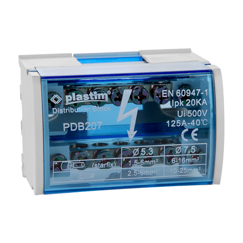 img39441large Bloc de distributie electrica, 2x7 poli, 125A - Plastim PDB207 - imagine 1