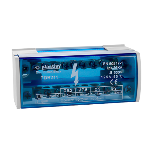 img39445large Bloc de distributie electrica, 2x11 poli, 125A - Plastim PDB211 - imagine 1