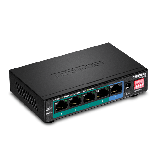 img7151large Switch 4 porturi Gigabit Long Range 200m PoE+, 1 port Gigabit - TRENDnet TPE-LG50 - imagine 1