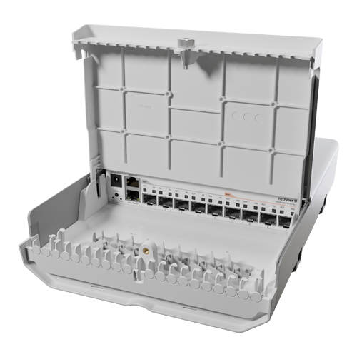 img7569large Switch netFiber 9, 4 x SFP+ 10G, 5 x SFP 1G, 1 x Gigabit (PoE-In), outdoor - MikroTik CRS310-1G-5S-4S+OUT - imagine 1