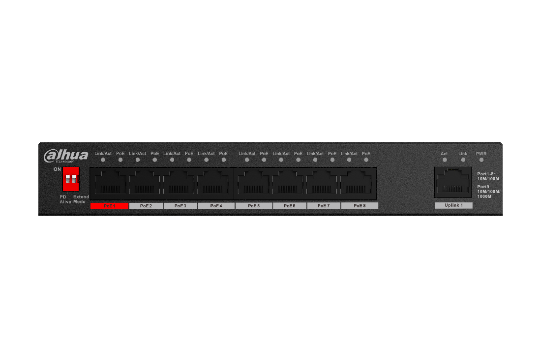 prod_14718_1 SWITCH 8Ports PoE PFS3009-8ET1GT-96-V2 - imagine 1