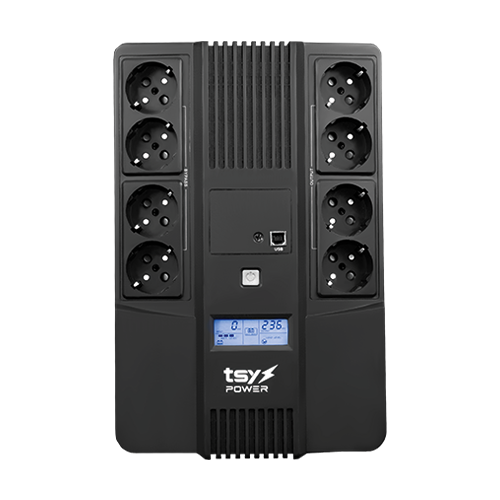 img26492large UPS TSY Power, 1000VA/600W, LCD, AVR-repornire automata, Management, 8 x Schuko, 2 x RJ45, 1 X USB type B TSY-D-1K0-LCD - imagine 1