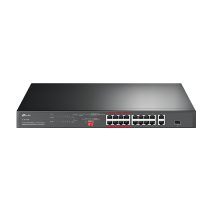 Switch 16 x RJ45 10/100 Mbps PoE, 2 x RJ45 1G, 1 x combo SFP 1G, Buget PoE 150W, Unmanaged - TP-Link TL-SL1218P