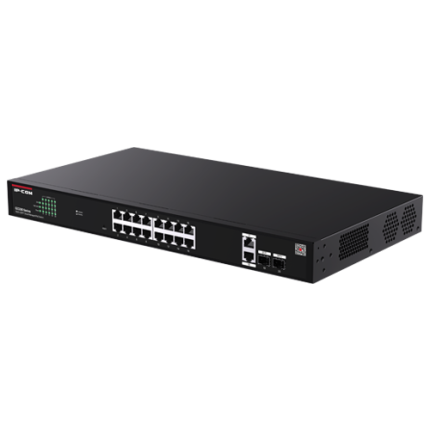 Switch 16 x RJ45 1G PoE, 2 x SFP 1G, 2 x RJ45 1G, Management, 1U - IP-COM G2220P-16-250W